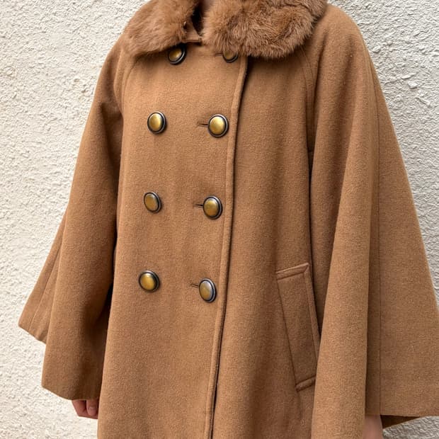 일본 빈티지 모리걸 퍼 케이프 코트