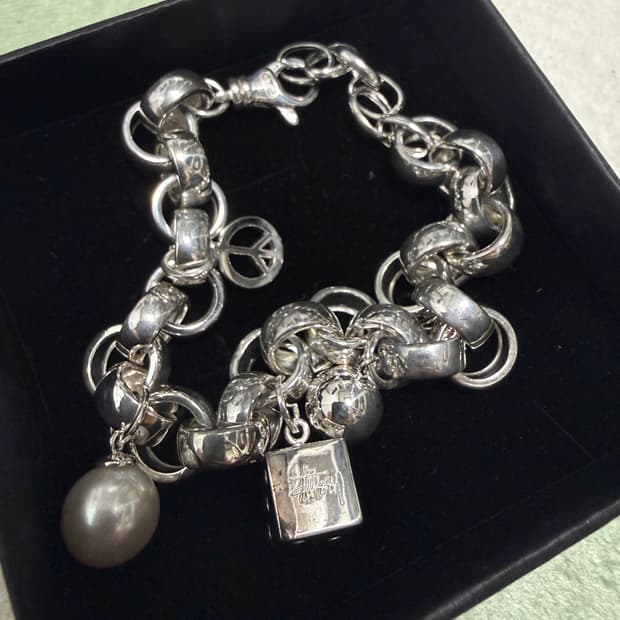 스투시 아이콘 참 브레이슬릿 스털링 실버