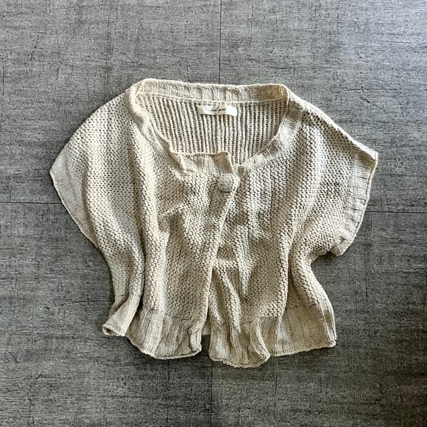 일본빈티지 lualgarnet 모리걸할메카지 플라워 케이프핏 니트볼레로