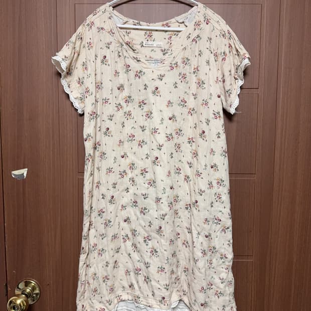 모리걸 하구미 빈티지 꽃무늬 플로럴 도트 레이스 반팔 원피스