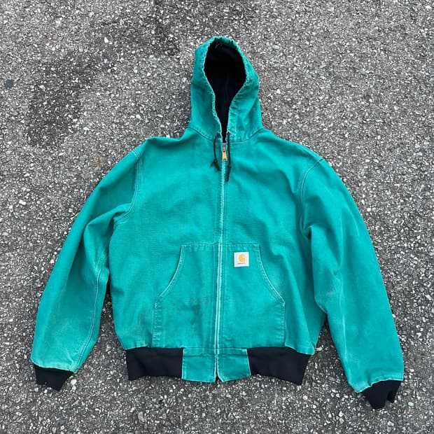 칼하트 후드 워크 자켓 에메랄드 90s