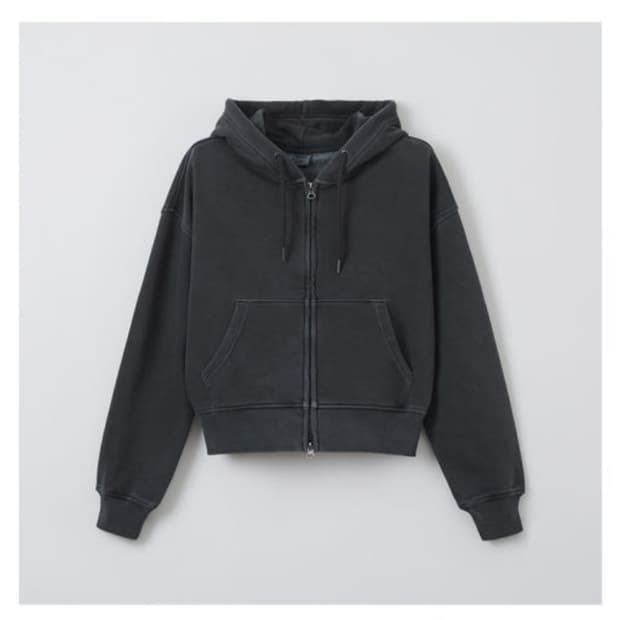 스파오 피그먼트 크롭 후드집업