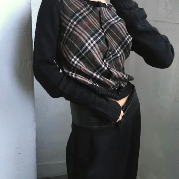 (정품) Burberry 버버리 블루 라벨 체크 니트 가디건