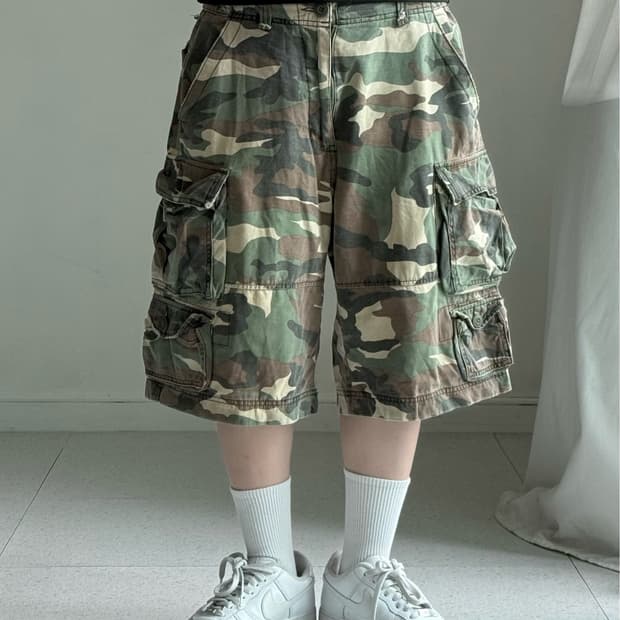 Soo 카모 카고 버뮤다 팬츠