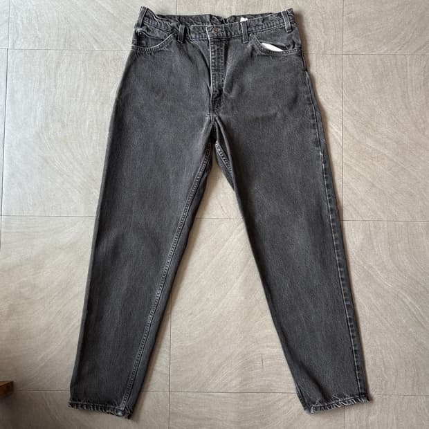 95년 미국 생산 리바이스 550 데님 오렌지탭 블랙 팬츠