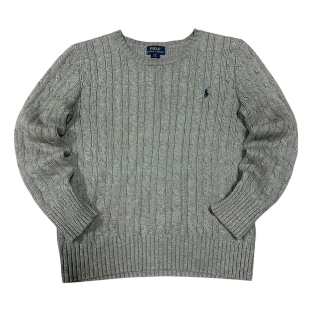 ✨ (바배) 폴로 랄프로렌 그레이 꽈배기 니트 (10-12)