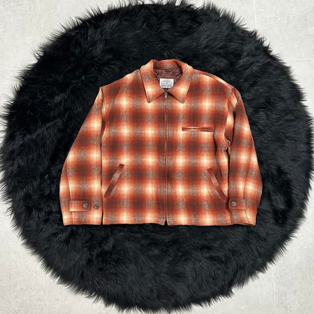 🎸레드 & 오렌지 체크 플리스 자켓🎸
