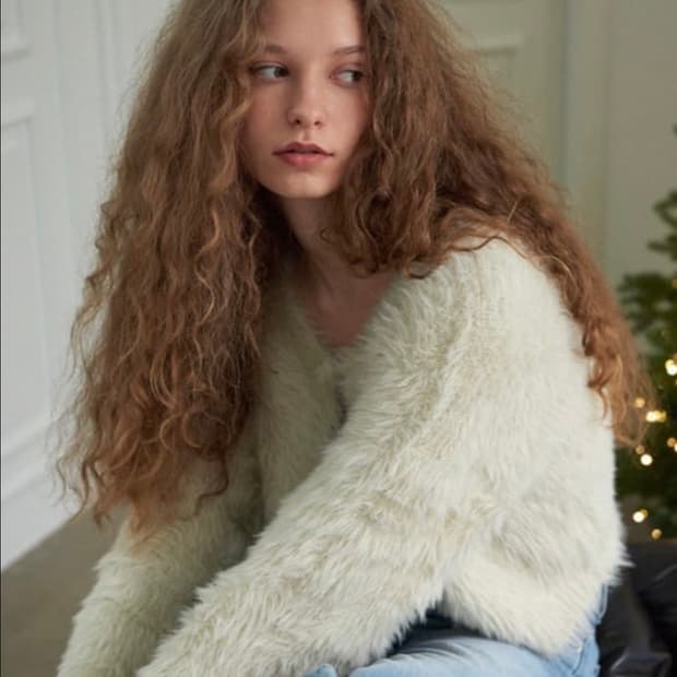 헤더먼트 테디 가디건 크림 아이보리