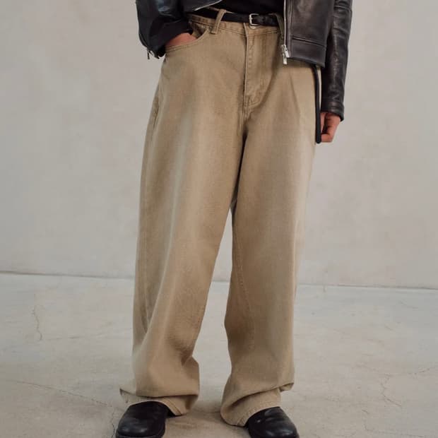 다이브인 루즈드 와이드 데님 베이지 0사이즈