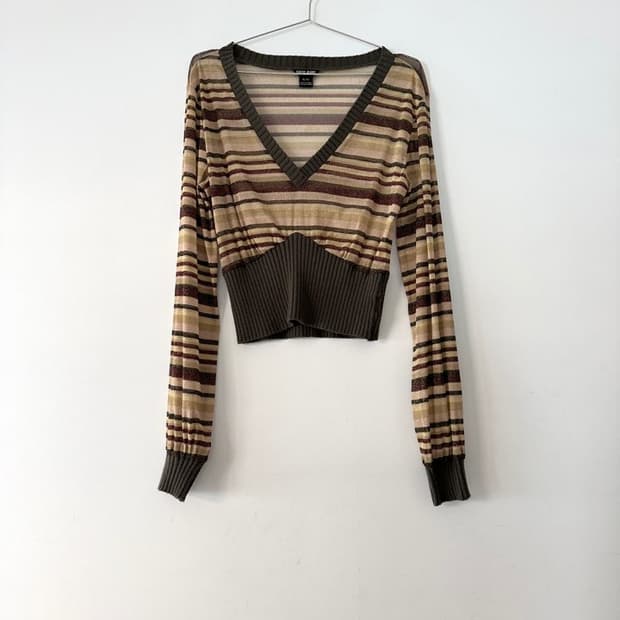 GUESS JEANS stripe glitter sheer knit