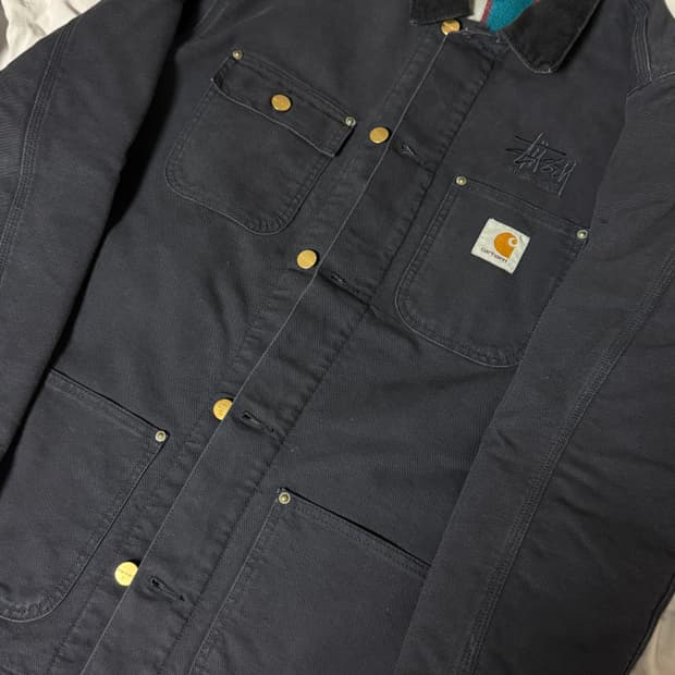칼하트  X 스투시 초어자켓 네이비 L