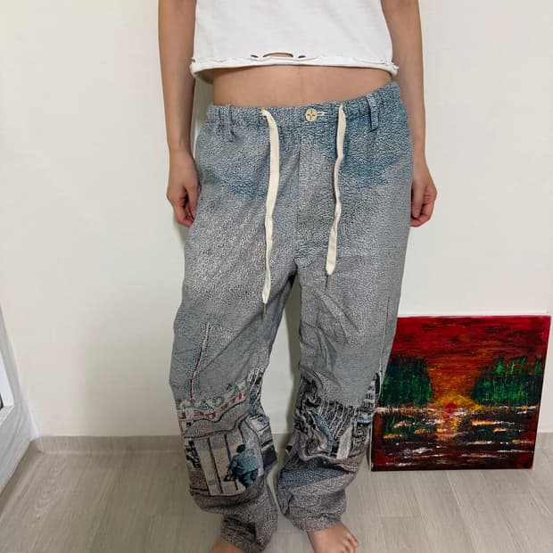애프터프레이 프린팅 밴딩팬츠