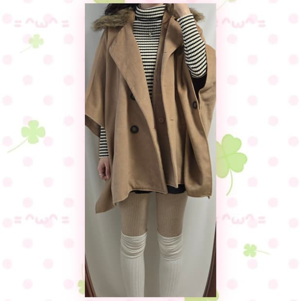 박시 아방 카멜 케이프 코트