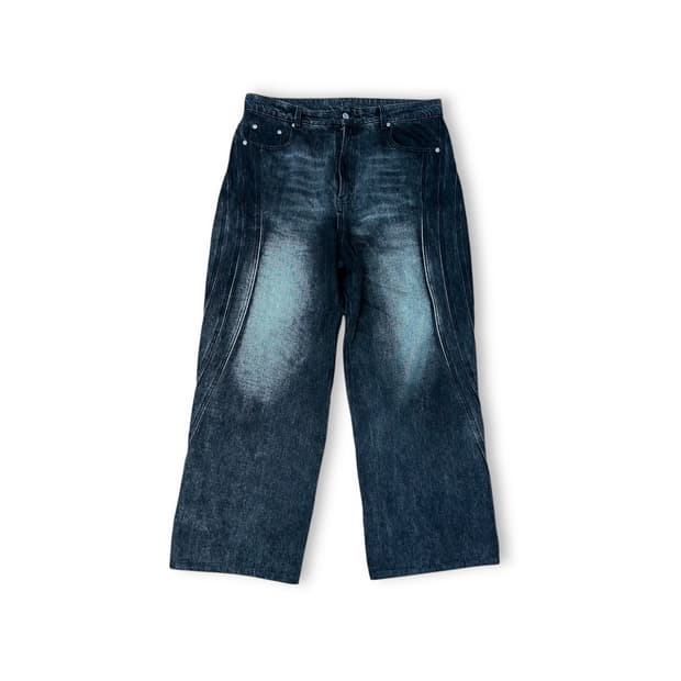 인템포무드 절게 와이드 데님 팬츠