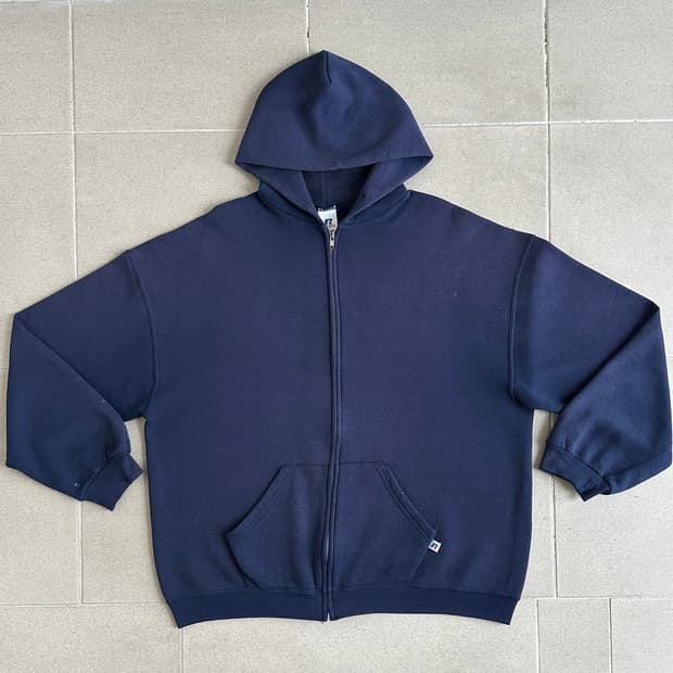 00s 빈티지 러셀 후드집업 네이비 XL