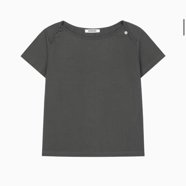 DOT BUTTON T-SHIRT, CHARCOAL