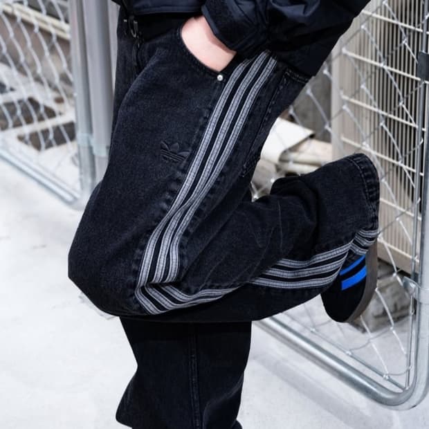 [36] 아다다스 아디컬러 데님 파이어버드 팬츠 트루 블랙데님 새상품