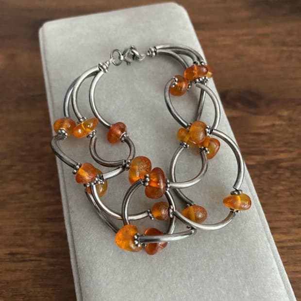 천연 앰버 팔찌(925 SILVER)