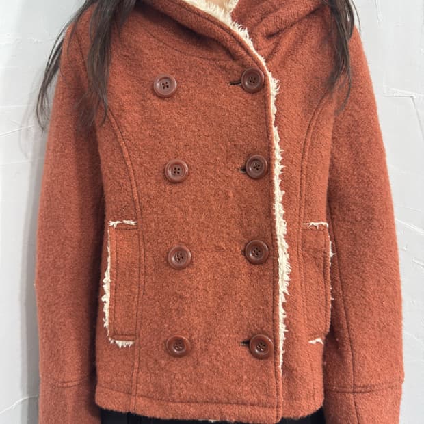 orange hood wool jacket
