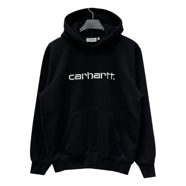 칼하트 WIP 로고 블랙 스웻 후드티 M