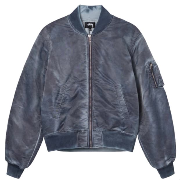 스투시 다이드 나일론 봄버 네이비