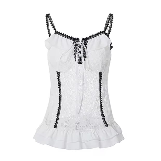 빈티지 갸루 레이스 나시 뷔스티에