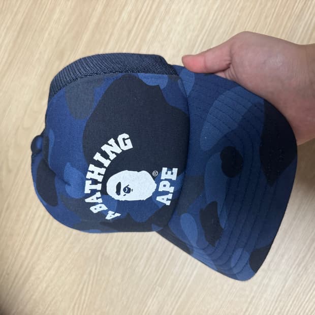 베이프 블루 카모 컬리지 매쉬 볼캡