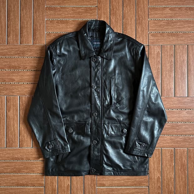 Volcano sheep-skin leather safari coat