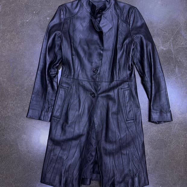 로렌마일스 양가죽 레더 롱코트 자켓 블랙 88