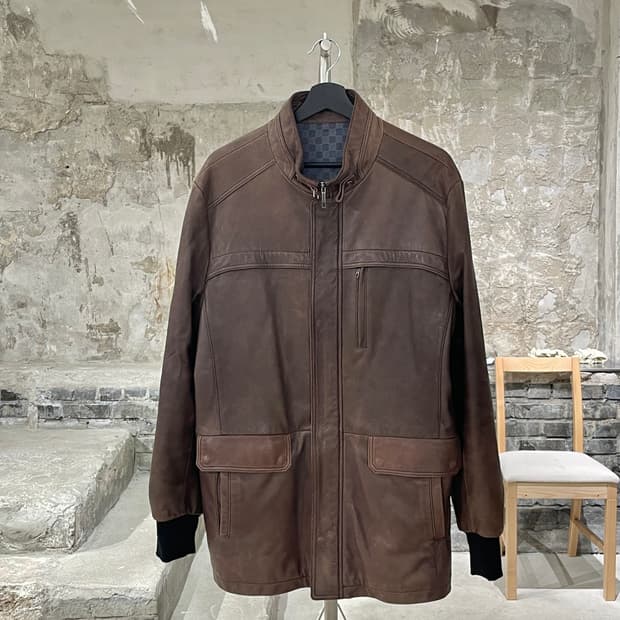 지방시 맨 브라운 쉽 레더 롱 자켓