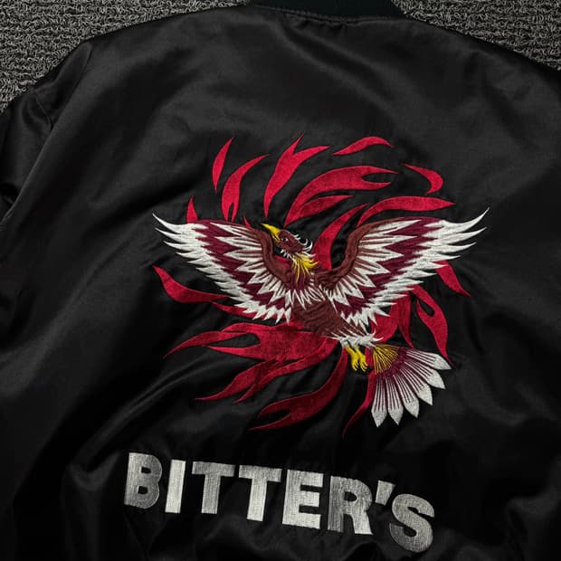 Bitters 일본 빈티지 봉황 자수 스카쟌 블루종 1043