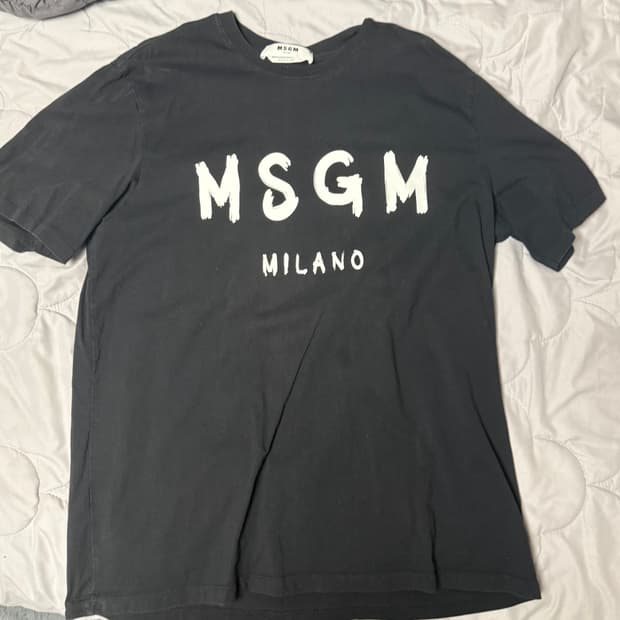 (L) MSGM 밀라노 블랙 반팔 티셔츠