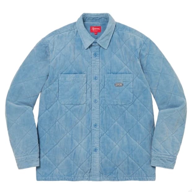 22FW 슈프림 퀼티드 코듀로이 셔츠 슬레이트 블루