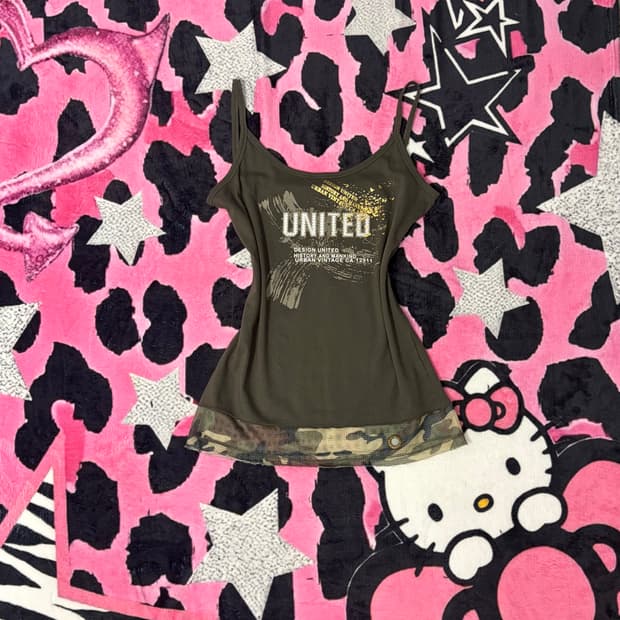 Grunge camo mesh sleeveless