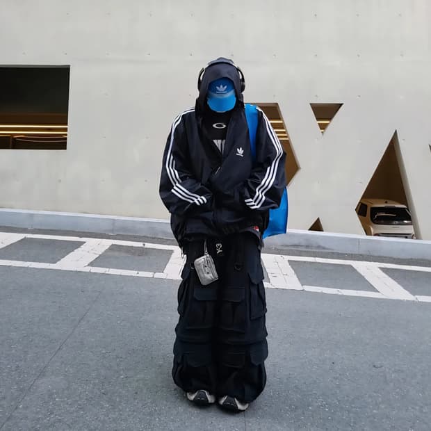 발렌시아가 아디다스 포플린 후드 자켓 블랙 후디 점퍼 집업