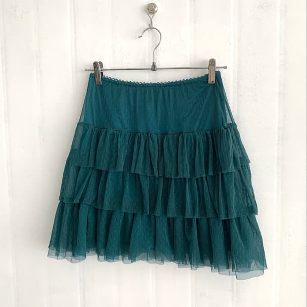 Teal Tiered Mini Skirt