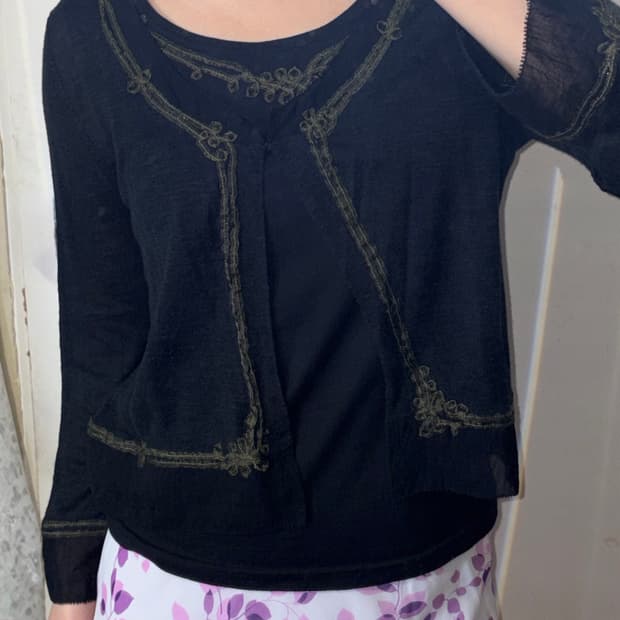 Green line cardigan set