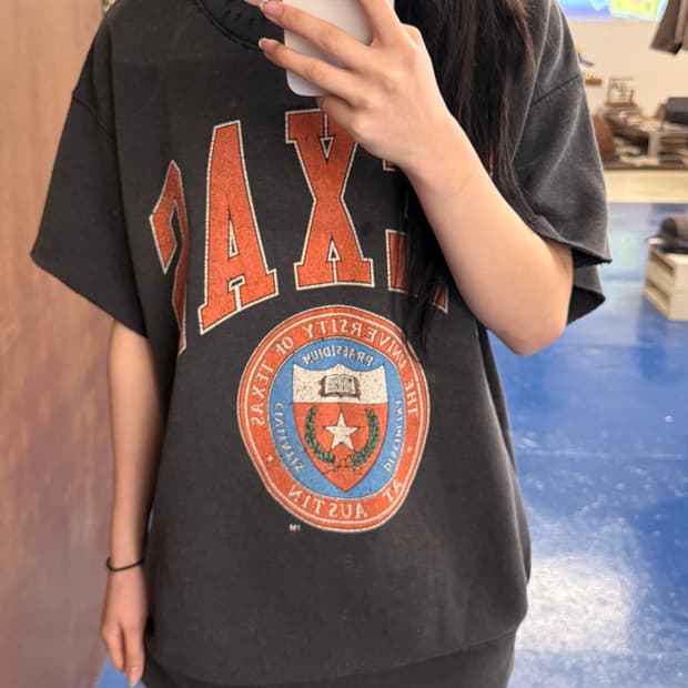 1990s TEXAS 커팅암 스웻 반팔티