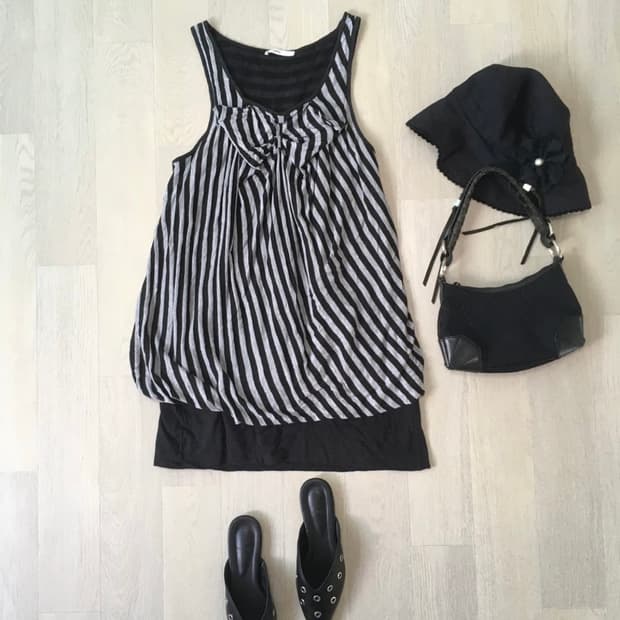 jpn vintage stripe shirring ribbon layer