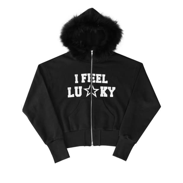 아이필럭키 럭키 퍼 후드집업 L