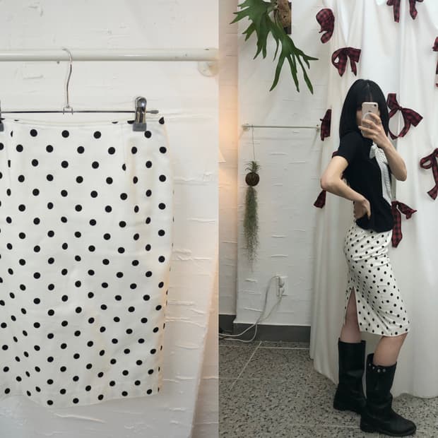 Black dot midi skirt