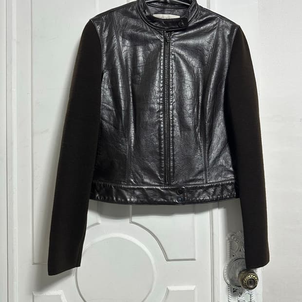 존스뉴욕 메리노울 레더 자켓