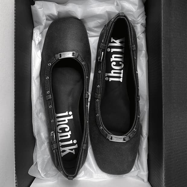 이크닉 ] ihcnik 001 coated denim eyelet fla