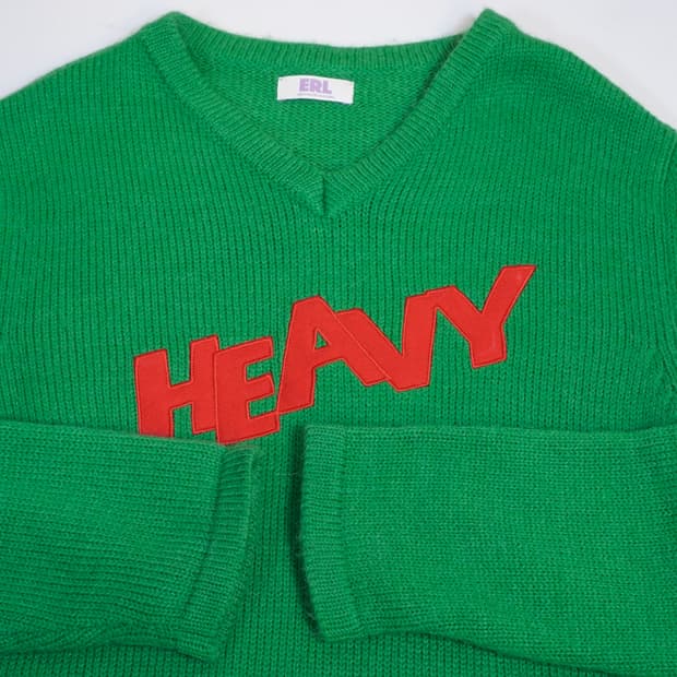 ERL 23ss 로고 패치워크 니트