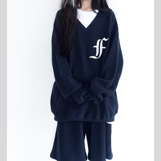 샵페어리 와플 박시 맨투맨 