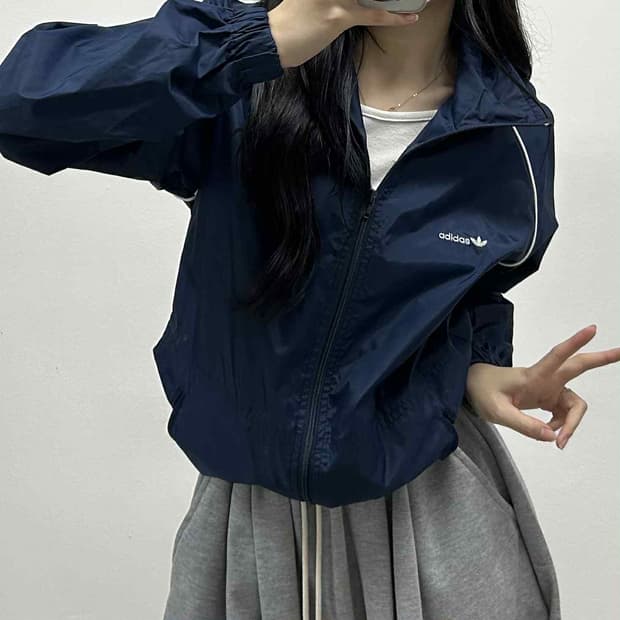 90s 아디다스 네이비 베켄바우어 파이핑 윈드브레이커 자켓 바람막이 희귀