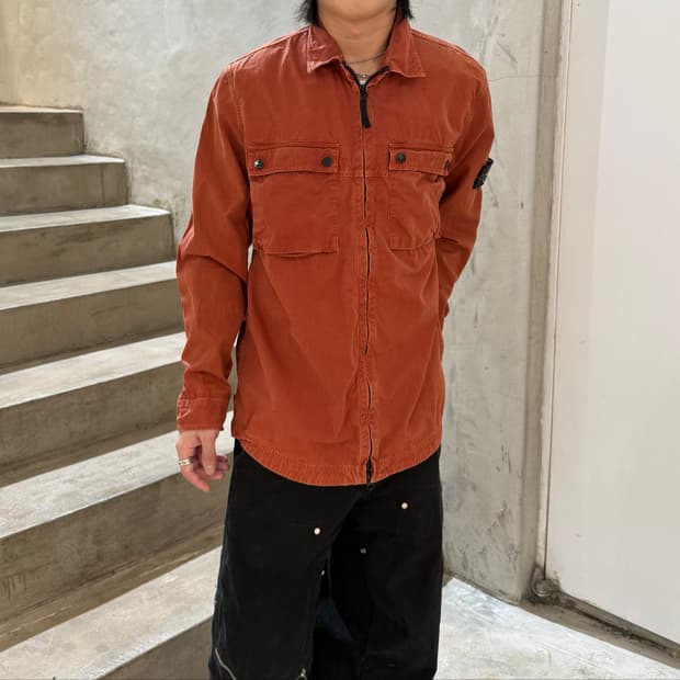 스톤 아일랜드 와펜 가먼트다잉 오버셔츠