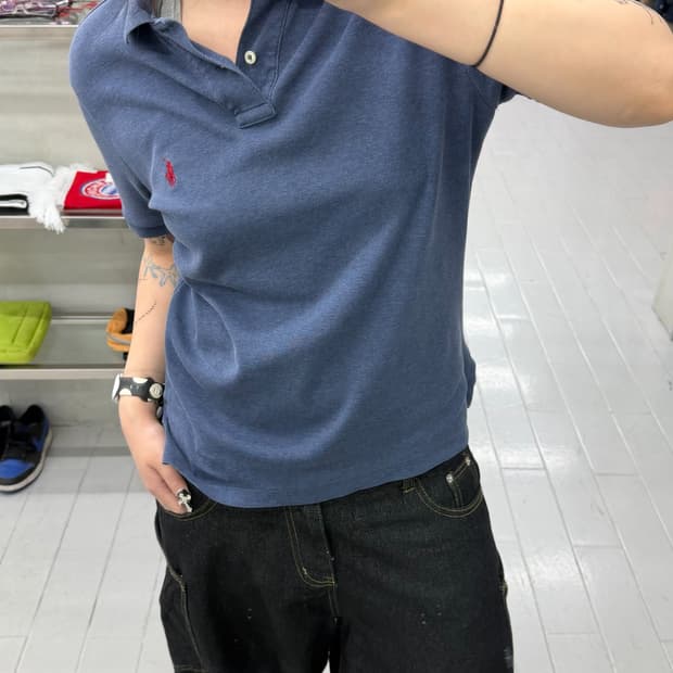 폴로 랄프 로렌 커스텀 슬림핏 PK반팔 카라티 네이비