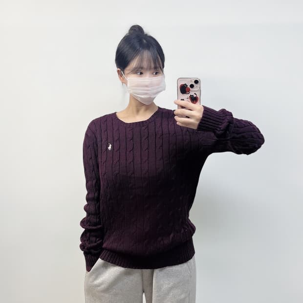 폴로 랄프로렌 케이블 니트 버건디