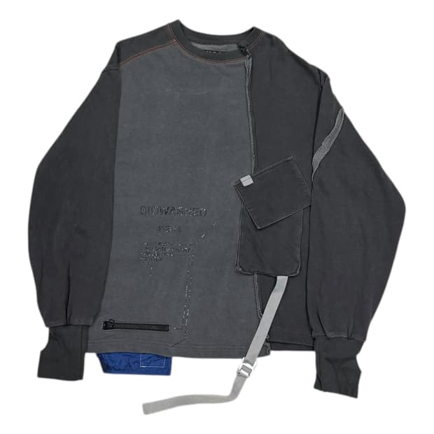 MPQ 피그먼트 워싱 포켓 롱슬리브 맨투맨 그레이 1